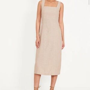 Sleeveless Linen-Blend Midi Dress